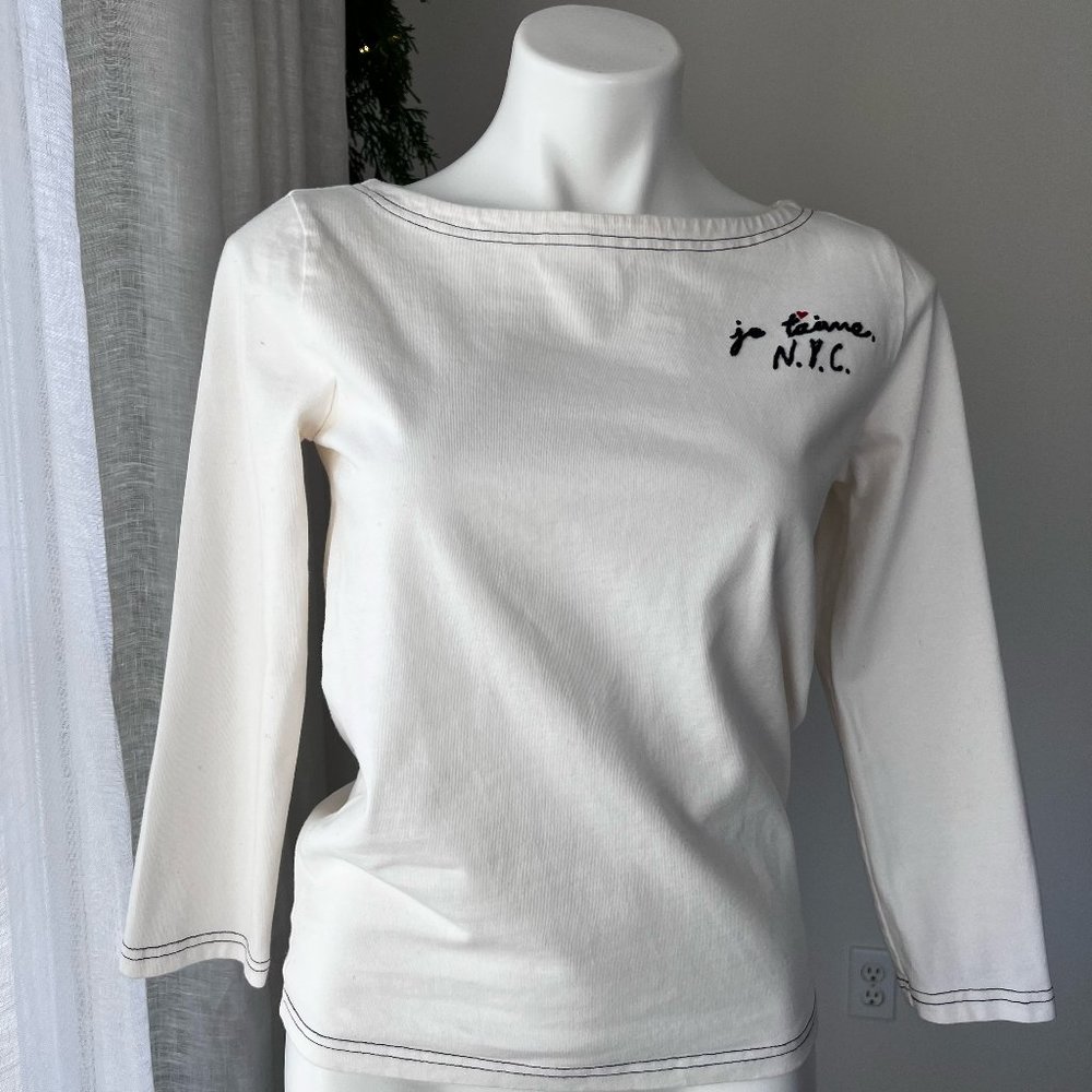 J. Crew Je T'aime NYC Ivory Top